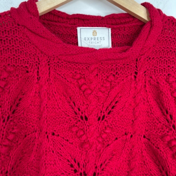 VTG Express Tricot Sweater M Oversized Hand Knit Bobble Festive Holiday Cozy 90s - Picture 3 of 10